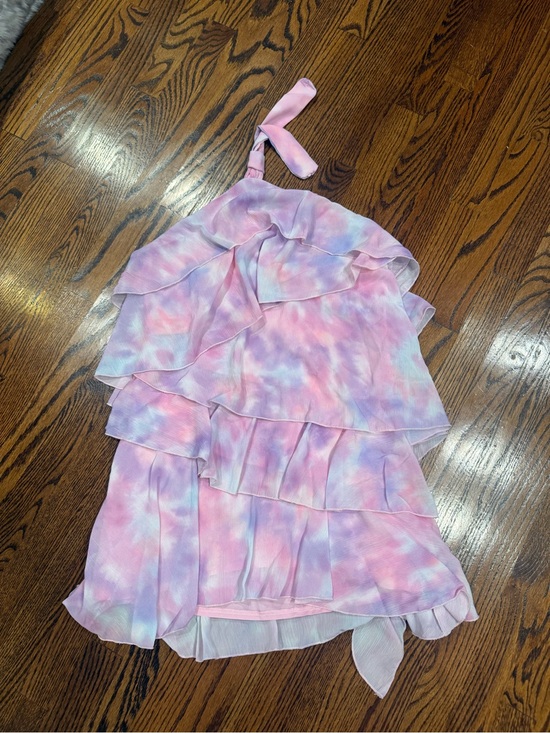 Dresses & Skirts - Ruffled Tie-Dye Pastel Pink Halter Dress